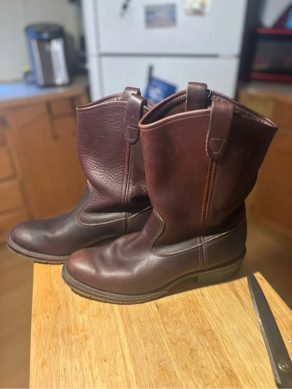 Double H Brown Leather Men's Pull-On Work Boots size9.5